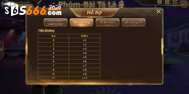 Cách tính điểm khi chơi bài phỏm S666